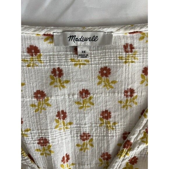 Madewell Sophia Short Sleeve Top Women Size 3x Wild Calendula Block Print - Picture 4 of 7